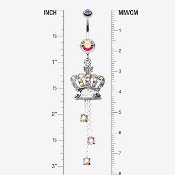 Detail View 1 of Royal Crown Sparkle Belly Ring-Aurora Borealis